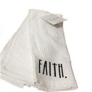 Rae Dunn. Waffle Terry Cotton Kitchen Towels FAITH. HOPE. White Set of 2 New